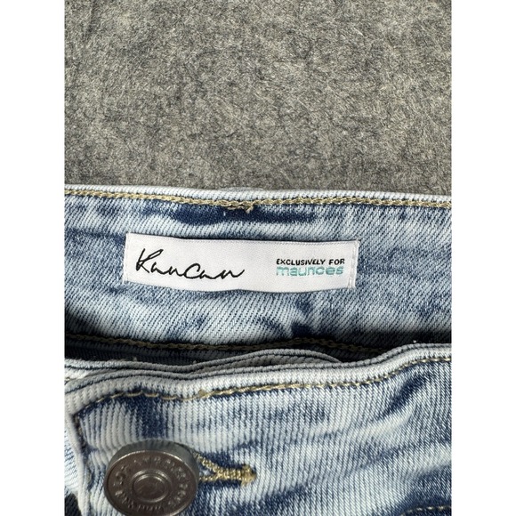 KanCan High Rise Curvy Denim Shorts Womens 20W Blue Distressed Light Wash Boho - Picture 7 of 9